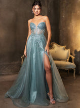 Long Evening Dress Strapless A-Line Prom Gown By Royal Queen RQ8184