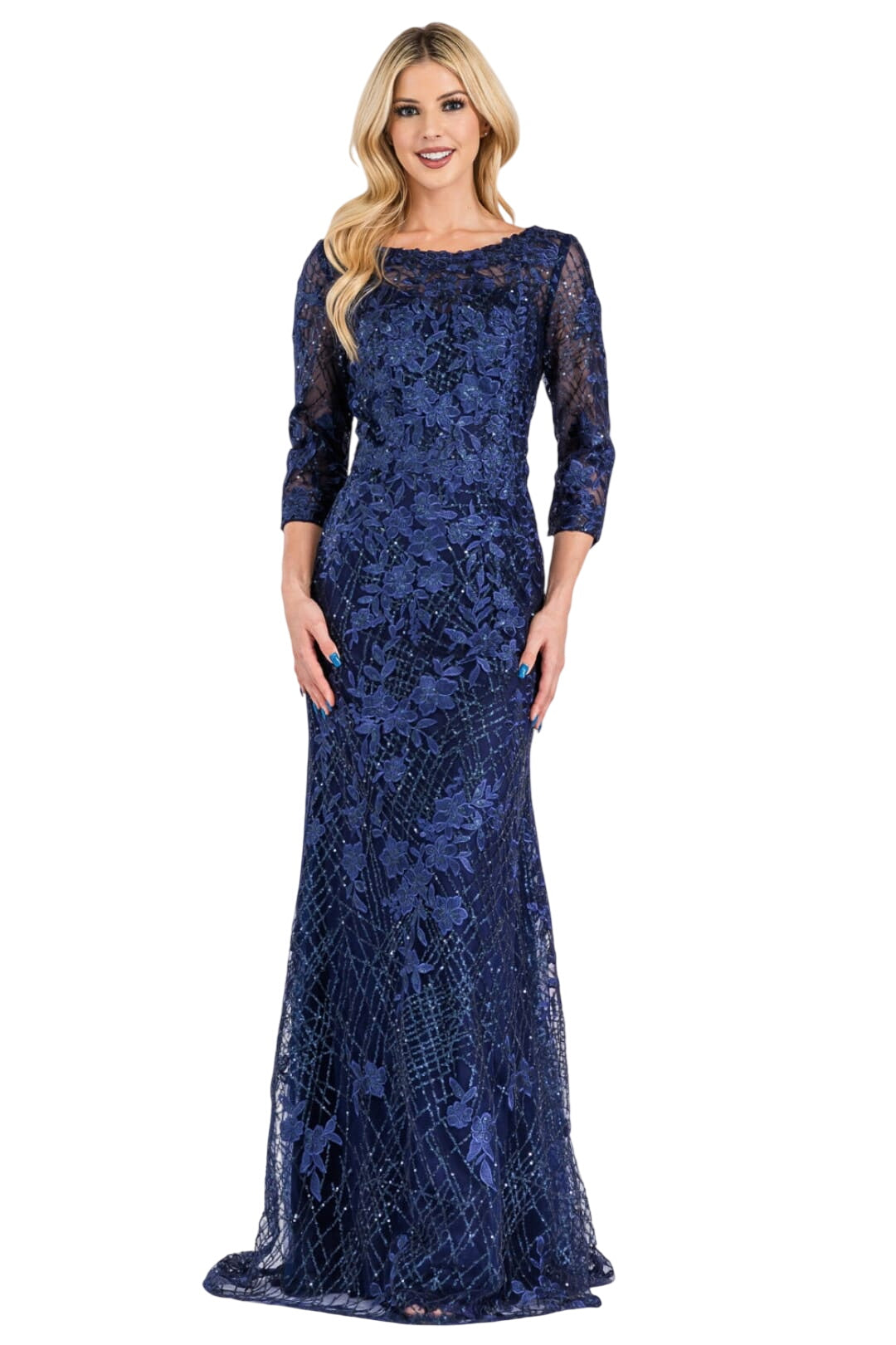 Long Evening Dress Strapless Sheath Gown By Amelia Couture 7045 - NAVY / 8 - Dress