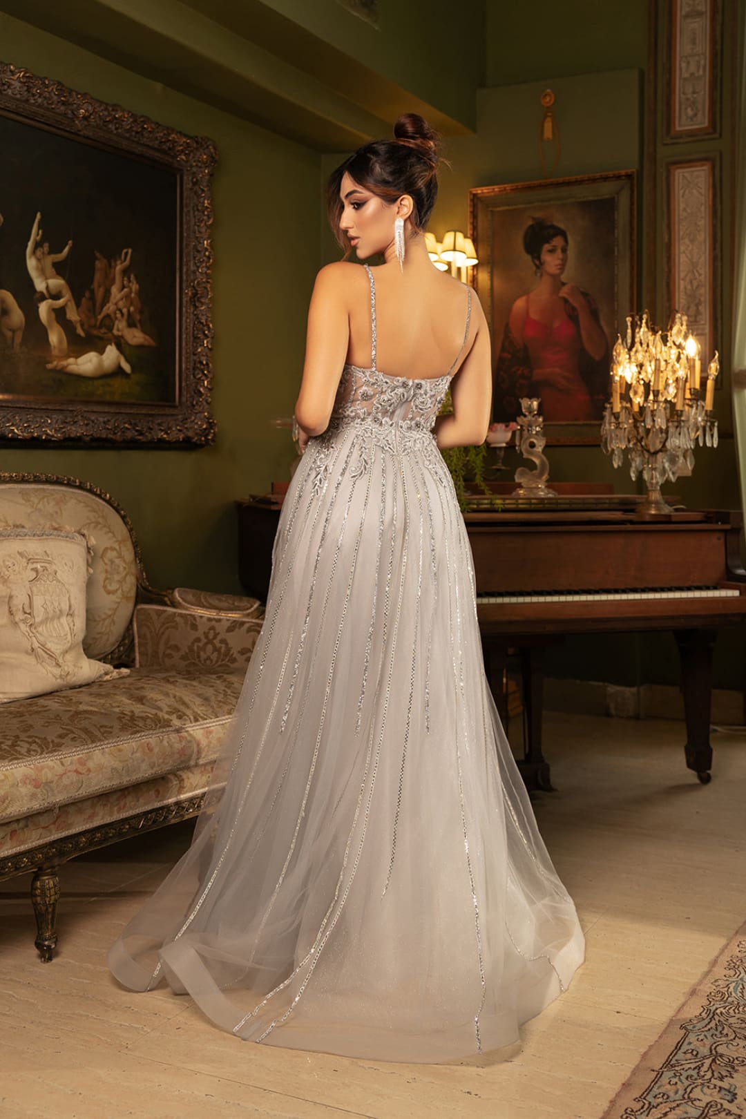 Long Evening Dress V-Neck Sequin A-Line Gown By Royal Queen RQ8143 - Dress