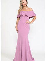 Violet Bridesmaid Dresses-Inexpensive POLY USA 8146 Ruffle Off Shoulder