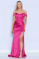 Vestido largo ajustado con abertura y corsé de Poly USA 9024