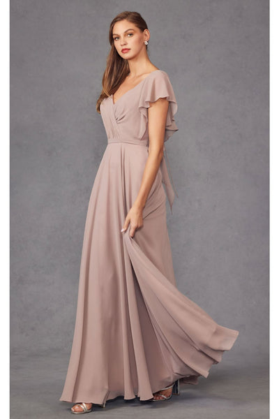 Long Flutter Sleeve Chiffon Gown by Juliet 261 - Dress