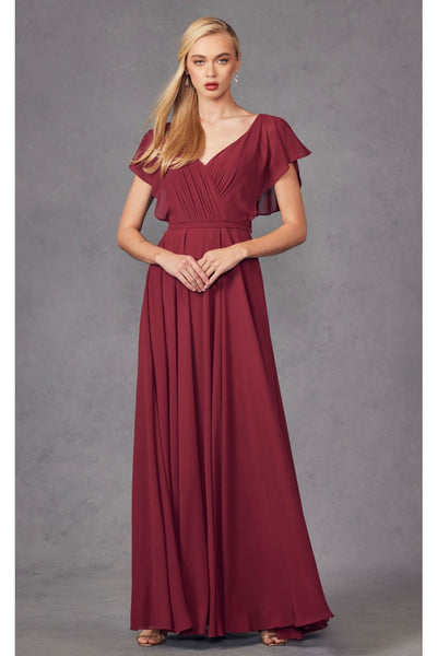 Long Flutter Sleeve Chiffon Gown by Juliet 261 - Dress