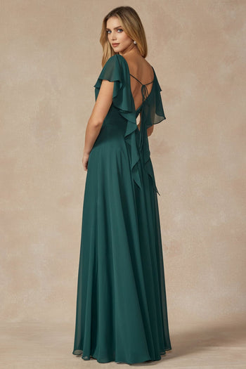 Long Flutter Sleeve Chiffon Gown by Juliet 261 - Dress