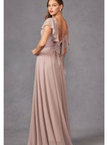 Long Flutter Sleeve Chiffon Gown by Juliet 261