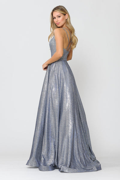 Poly USA 8716 Long Foiled Glitter Dress with Strappy Back