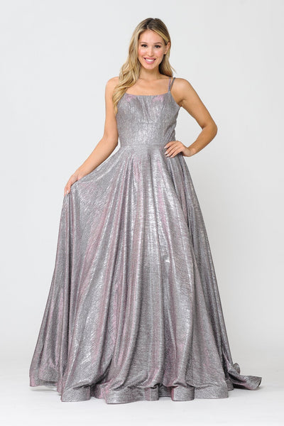 Poly USA 8716 Long Foiled Glitter Dress with Strappy Back