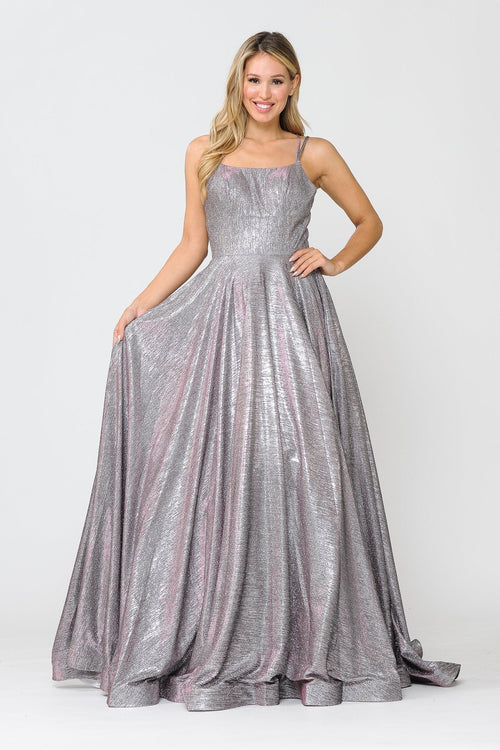 Poly USA 8716 Long Foiled Glitter Dress with Strappy Back