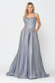 Poly USA 8716 Long Foiled Glitter Dress with Strappy Back