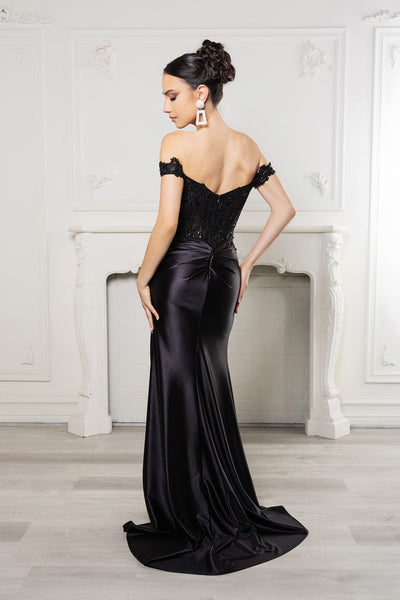 Long Formal Dress Off The Shoulder High Slit Gown By May Queen MQ2157 - Dress