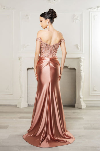 Long Formal Dress Off The Shoulder High Slit Gown By May Queen MQ2157 - Dress