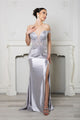 Long Formal Dress Off The Shoulder High Slit Gown By May Queen MQ2157 - SILVER / 4 - Dress