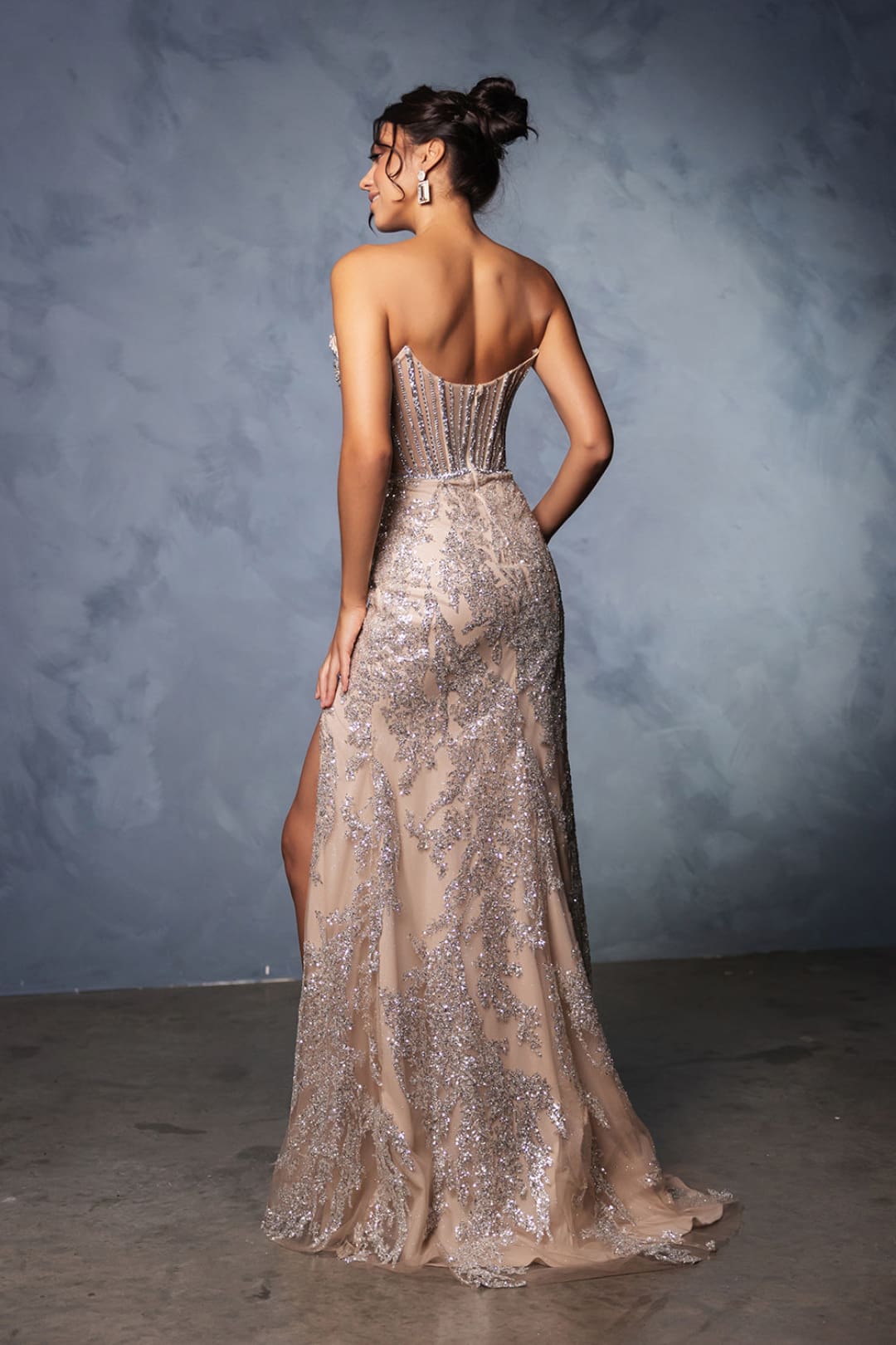Long Formal Dress Strapless Rhinestone Prom Gown By Royal Queen RQ8153 - Dress