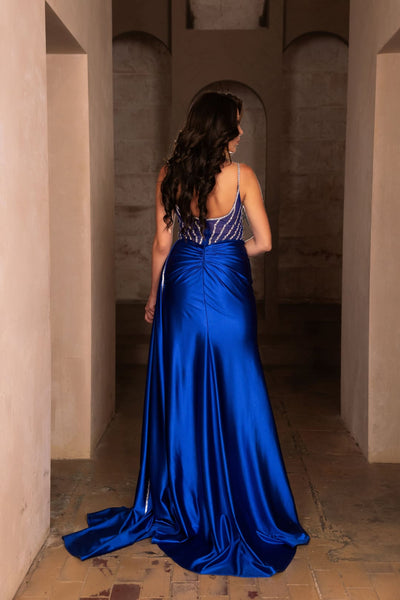 Long Formal Gown With Glittery Appliqued Mermaid Floor Length By May Queen MQ2113 - Dress