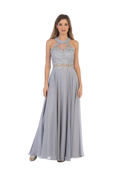 Long Formal Halter Chiffon Bridesmaids Dress - The Dress Outlet