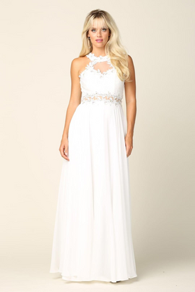 Eva USA 3286 Long Formal Halter Chiffon Bridesmaids Dress