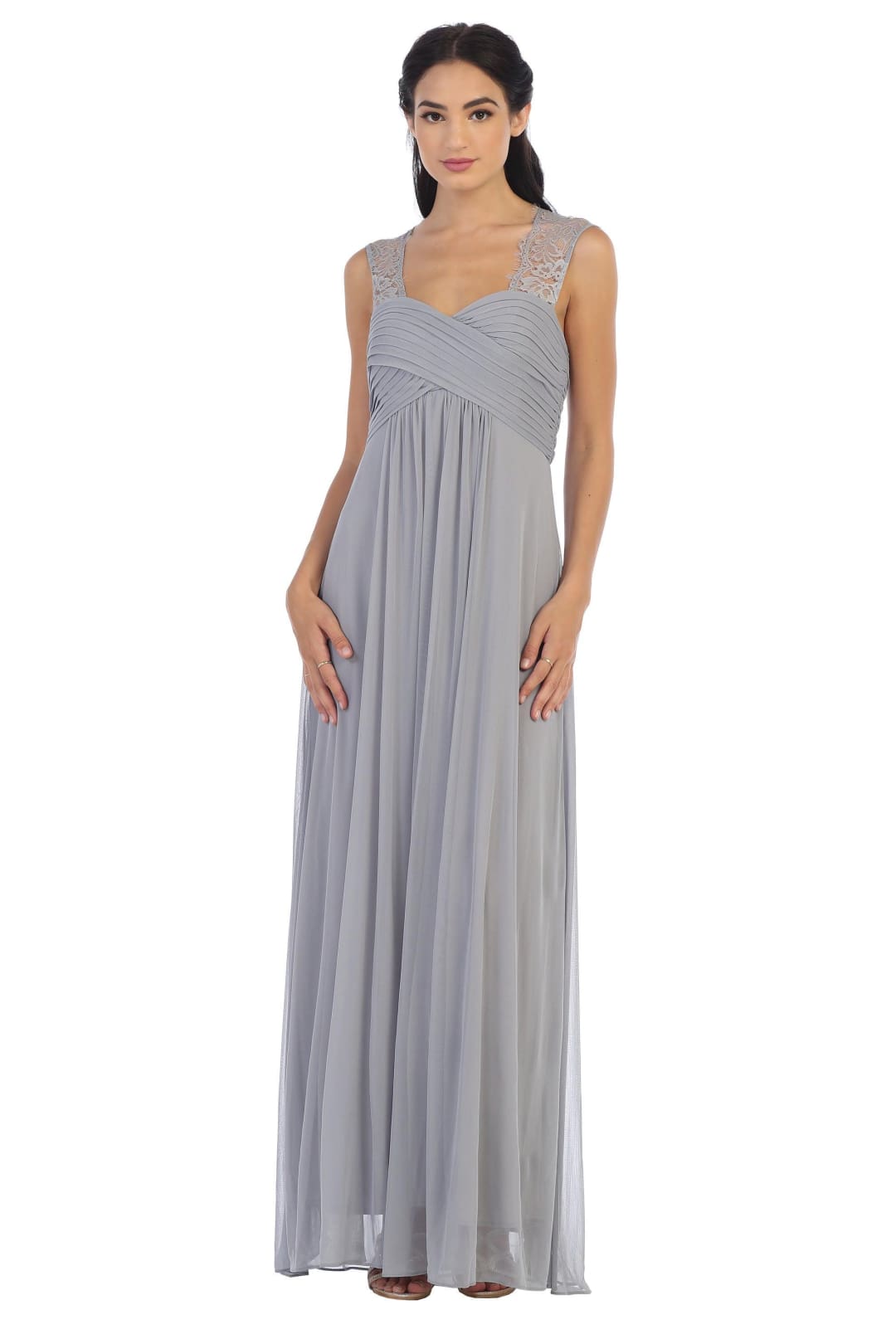 Long Formal Lace Sleeves Bridesmaids Dress - The Dress Outlet