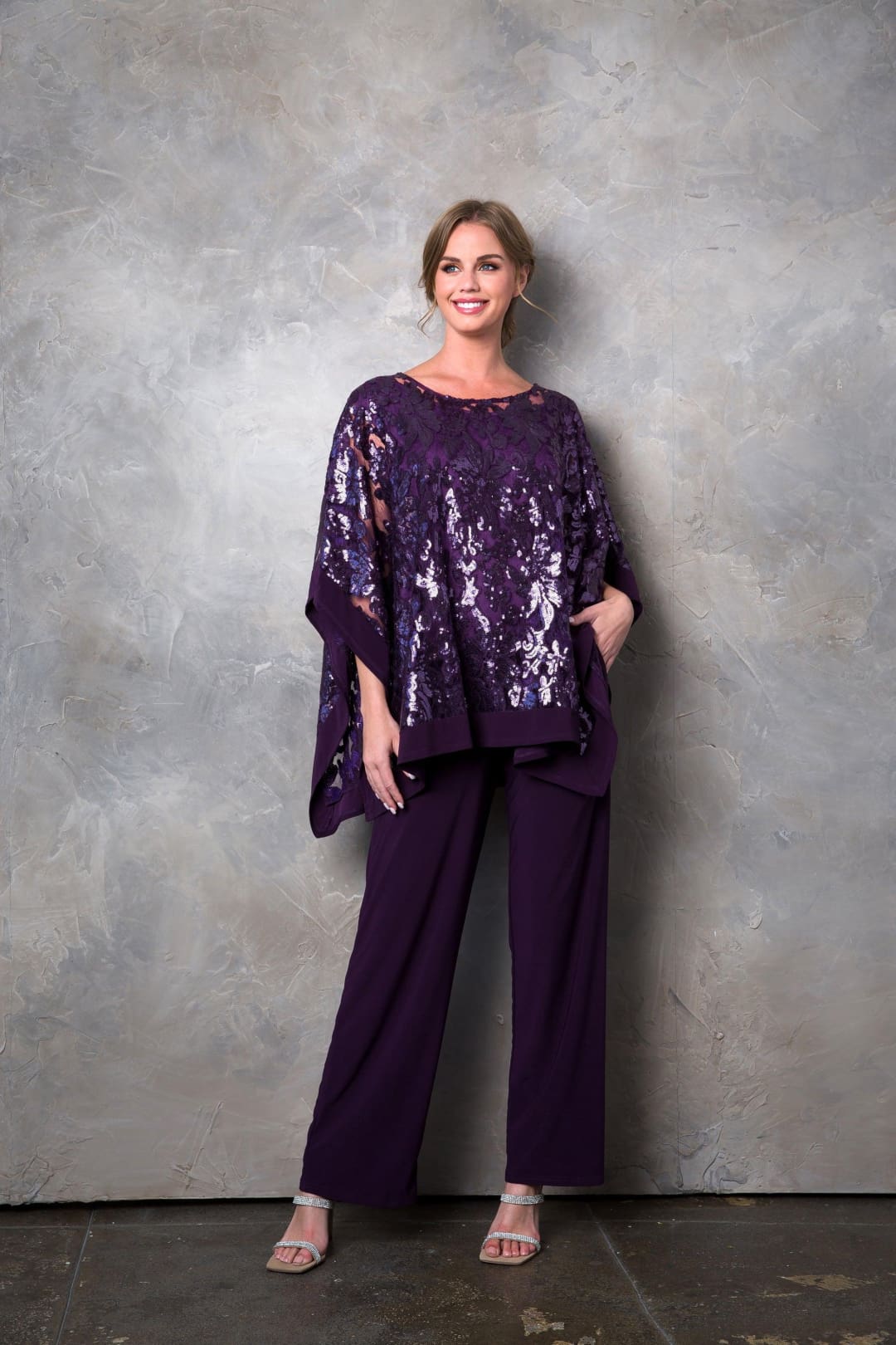 Long Formal Mother of the Bride Cape Pant Set