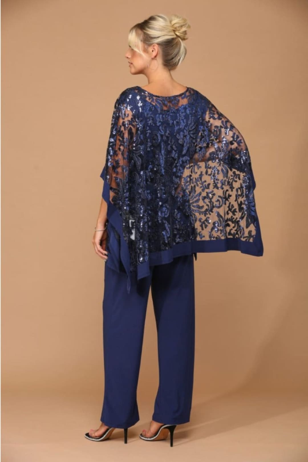 Long Formal Mother of the Bride Cape Pant Set