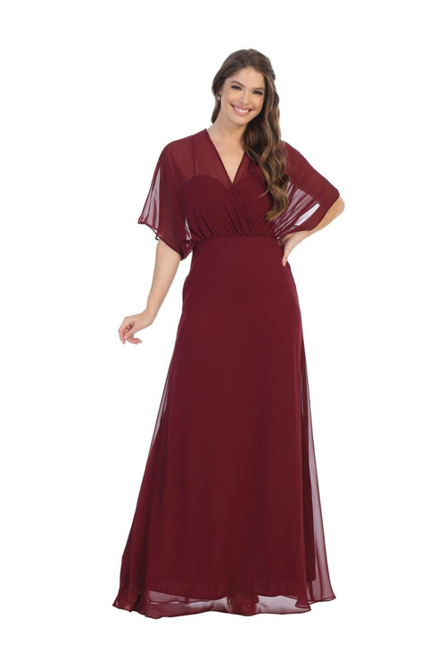 Long Formal Mother of the Bride Draped Chiffon Gown - The Dress Outlet