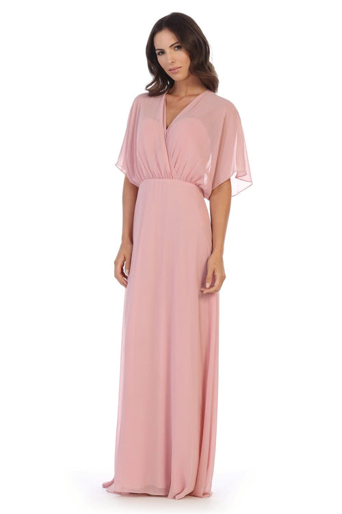 Long Formal Mother of the Bride Draped Chiffon Gown - The Dress Outlet