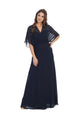 Long Formal Mother of the Bride Draped Chiffon Gown - The Dress Outlet
