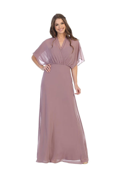 Long Formal Mother of the Bride Draped Chiffon Gown - The Dress Outlet