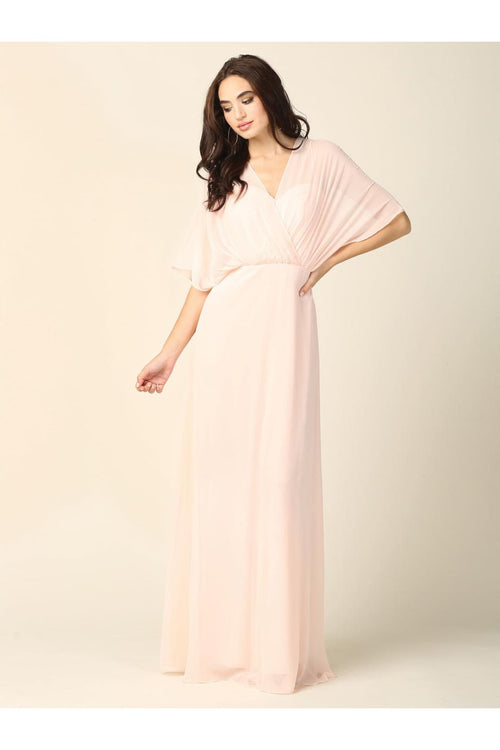 Long Formal Mother of the Bride Draped Chiffon Gown - The Dress Outlet