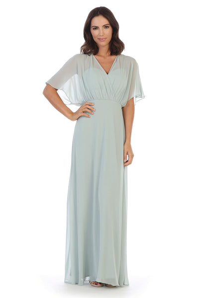 Long Formal Mother of the Bride Draped Chiffon Gown - The Dress Outlet