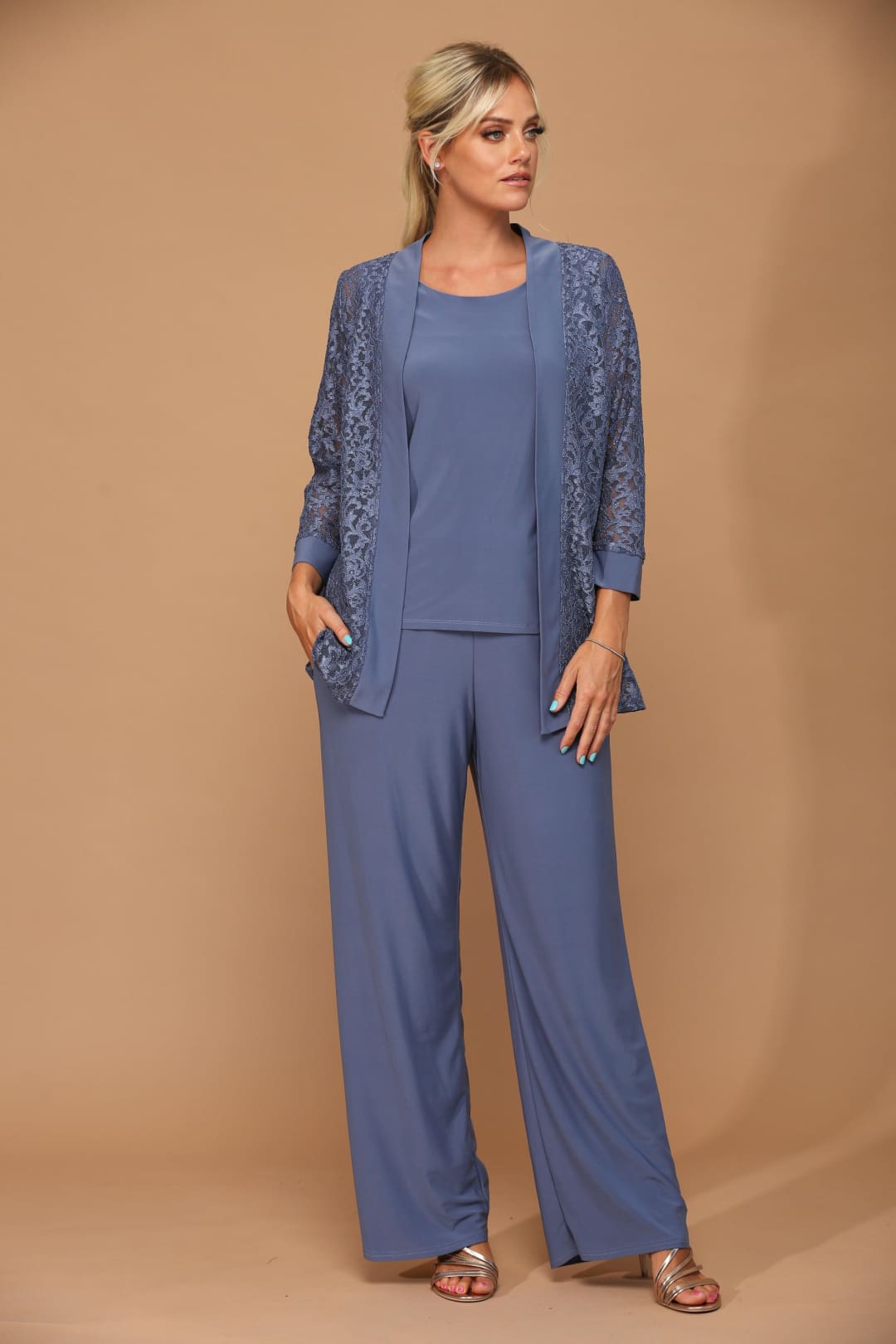 Long Formal Mother of the Bride Jacket Pant Suit