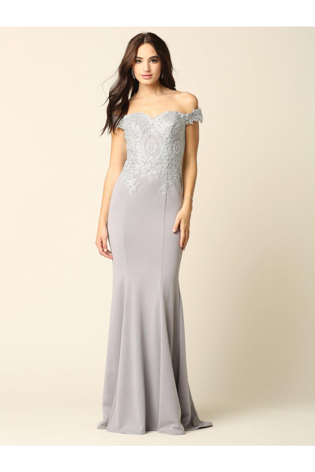 Long Formal Off Shoulder Fitted Mermaid Dress - The Dress Outlet