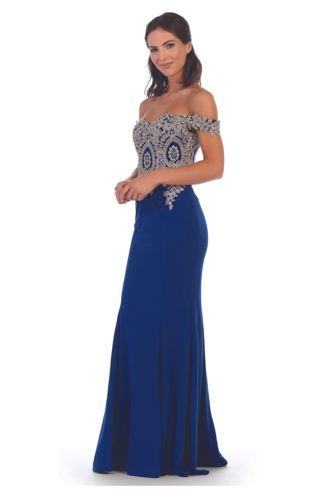 Long Formal Off Shoulder Fitted Mermaid Dress - The Dress Outlet