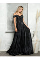 Prom Dresses Long Formal Off Shoulder Glitter Ball Gown Black