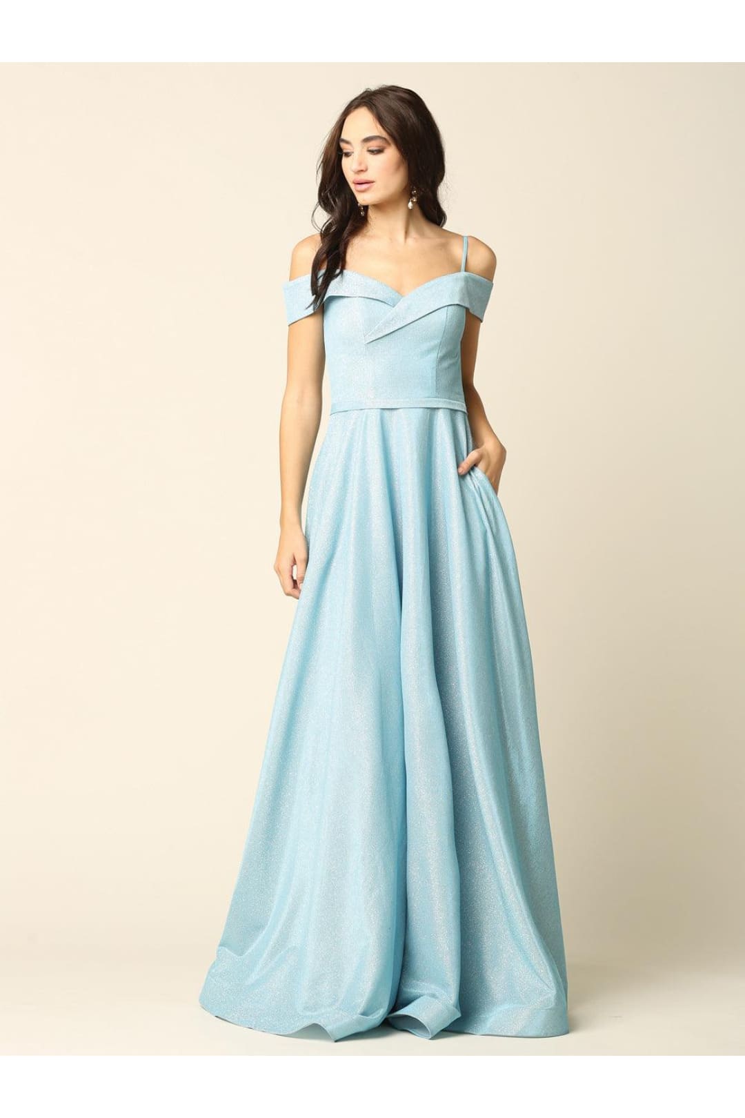 Prom Dresses Long Formal Off Shoulder Glitter Ball Gown Aqua