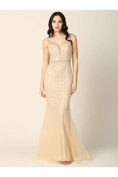 Long Formal Sleeveless Fitted Prom Gown - The Dress Outlet