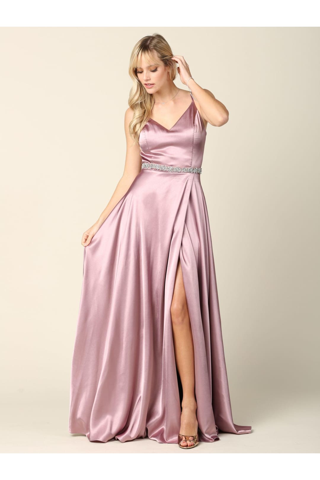Long Formal Spaghetti Strap Bridesmaids Dress - The Dress Outlet