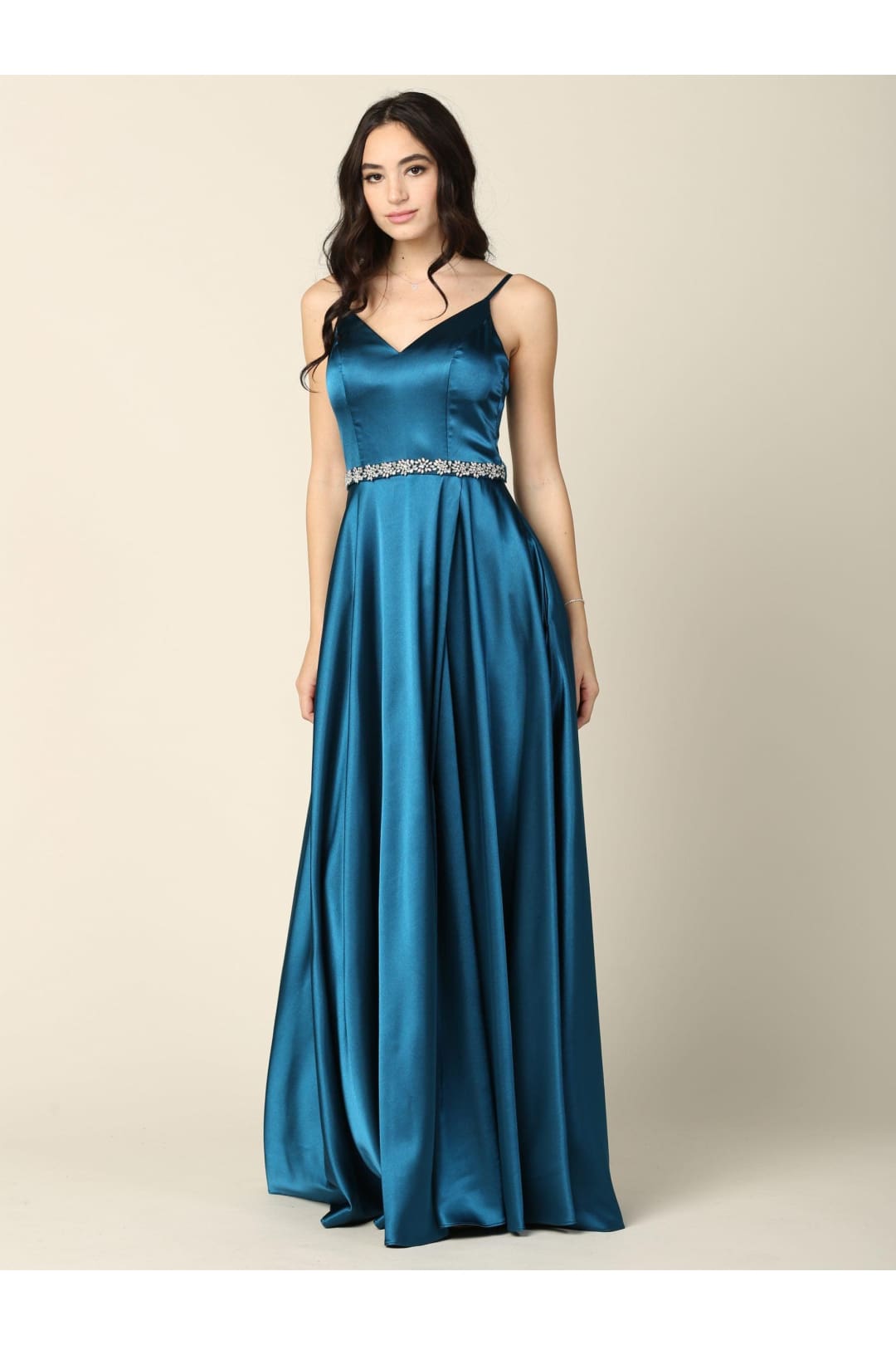 Long Formal Spaghetti Strap Bridesmaids Dress - The Dress Outlet