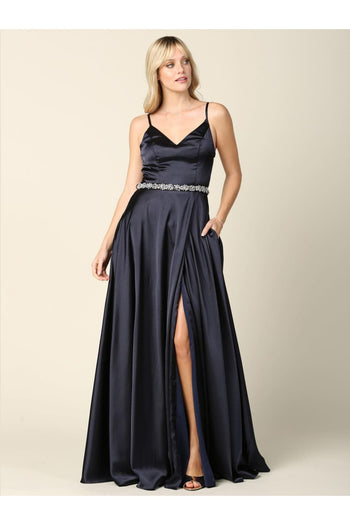 Long Formal Spaghetti Strap Bridesmaids Dress - The Dress Outlet