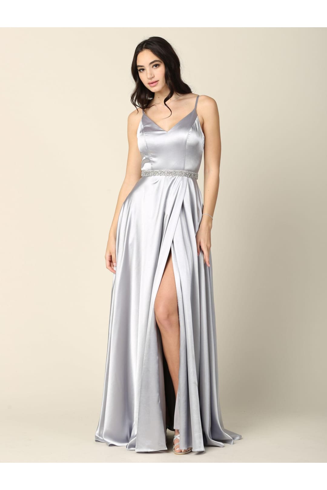 Long Formal Spaghetti Strap Bridesmaids Dress - The Dress Outlet