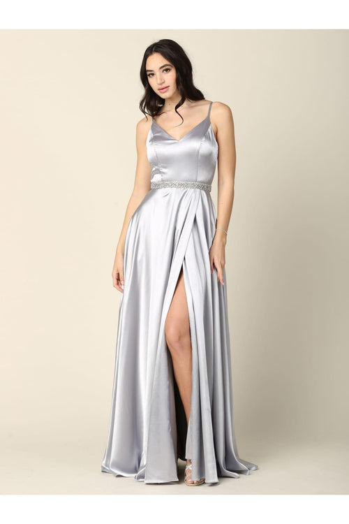 Long Formal Spaghetti Strap Bridesmaids Dress - The Dress Outlet