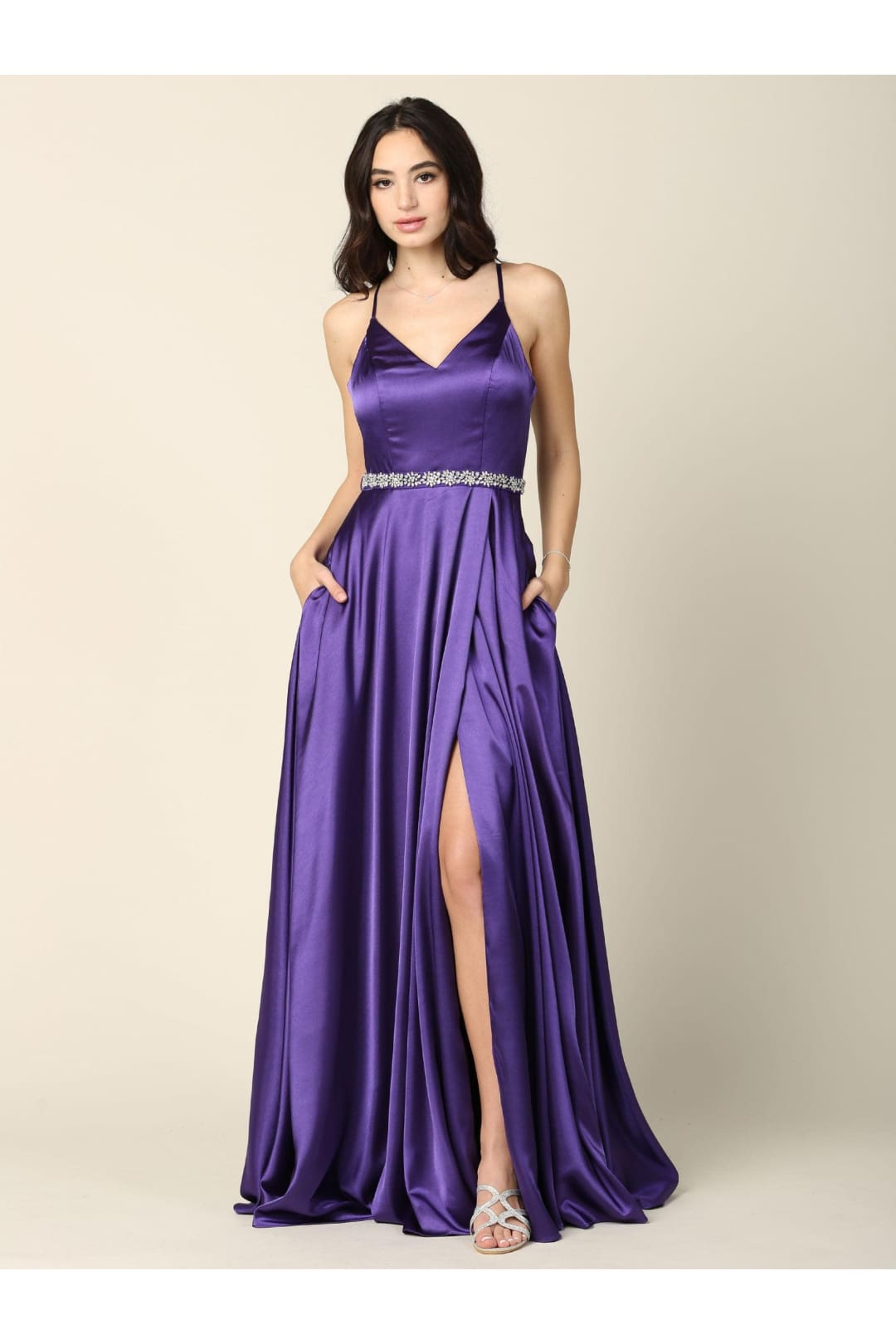 Long Formal Spaghetti Strap Bridesmaids Dress - The Dress Outlet