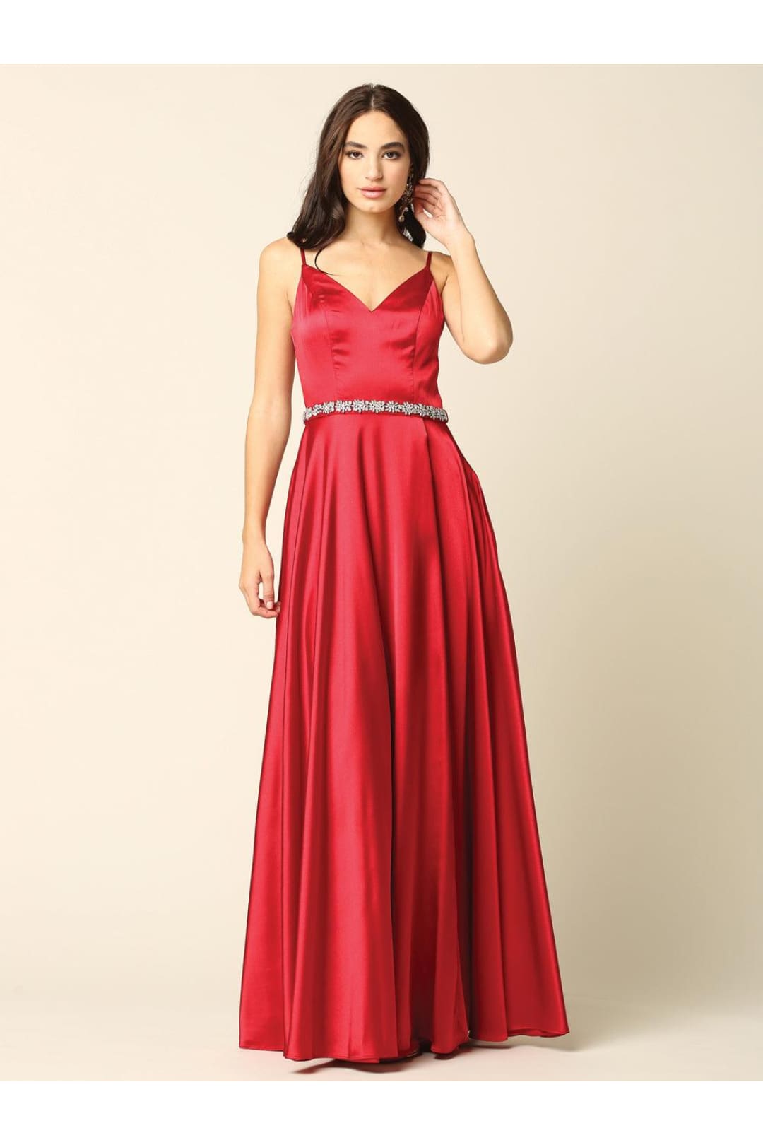 Long Formal Spaghetti Strap Bridesmaids Dress - The Dress Outlet