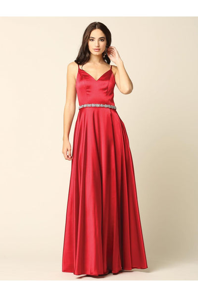 Long Formal Spaghetti Strap Bridesmaids Dress - The Dress Outlet