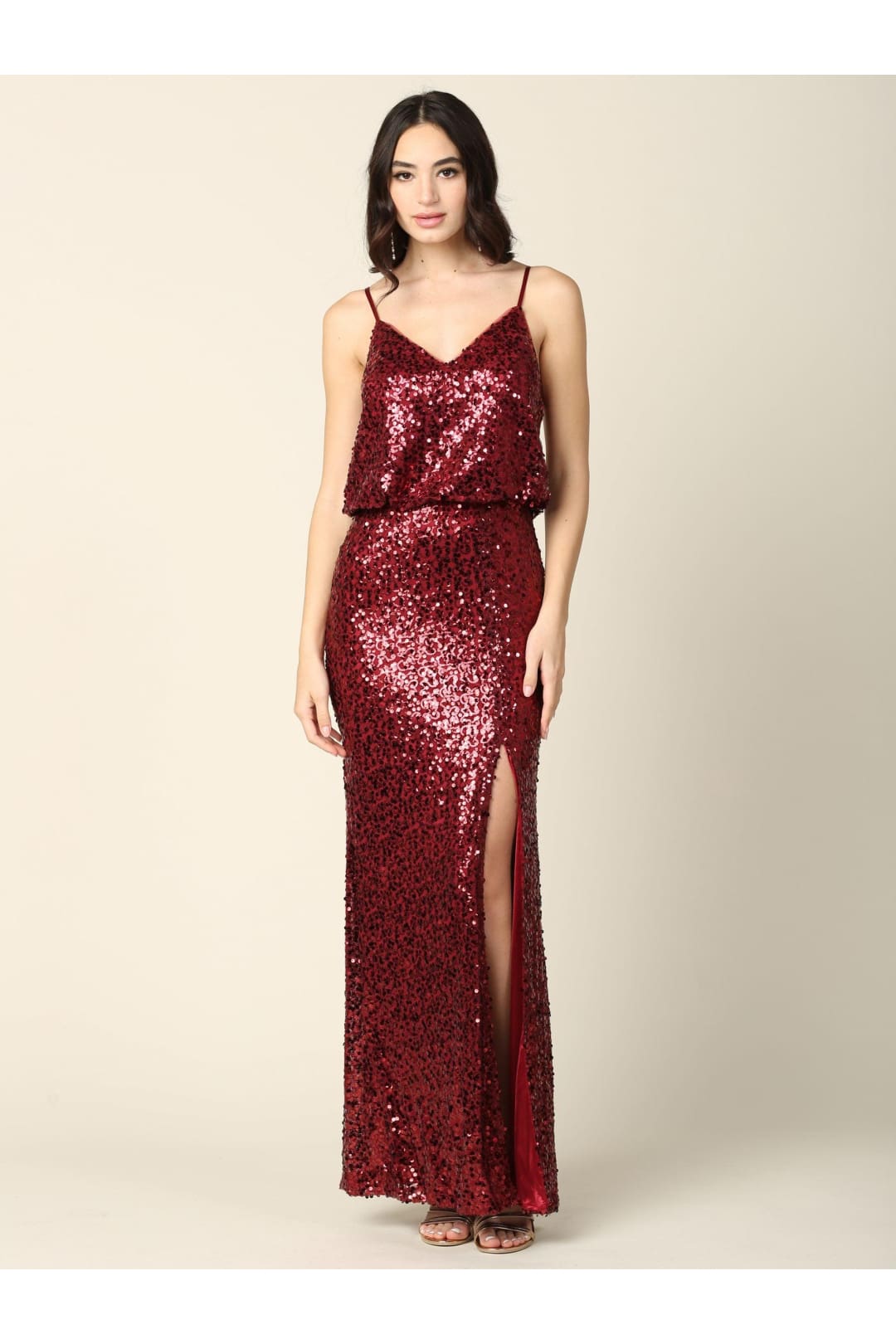 Long Formal Spaghetti Strap Fitted Evening Dress - The Dress Outlet