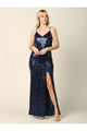 Long Formal Spaghetti Strap Fitted Evening Dress - The Dress Outlet