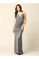 Long Formal Spaghetti Strap Glitter Prom Dress - The Dress Outlet