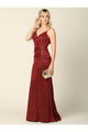 Long Formal Spaghetti Strap Glitter Prom Dress - The Dress Outlet