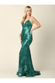 Long Formal Spaghetti Strap Sequins Prom Dress - The Dress Outlet