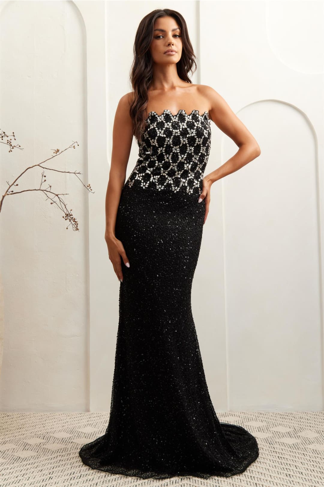 Long Gala Dress Strapless Mermaid Formal Gown By Amelia Couture IN2001 - BLACK / 4 - Dress