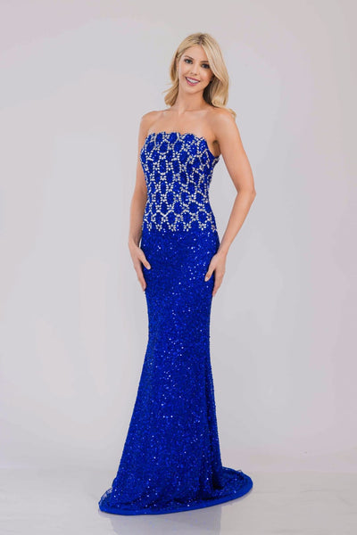 Long Gala Dress Strapless Mermaid Formal Gown By Amelia Couture IN2001 - ROYAL BLUE / 4 - Dress